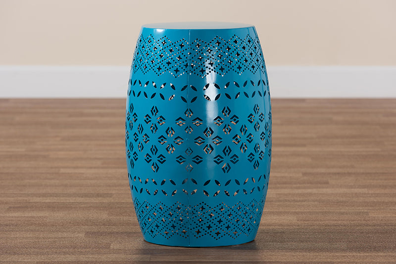 Layton Modern and Contemporary Blue Finished Metal Outdoor Side Table