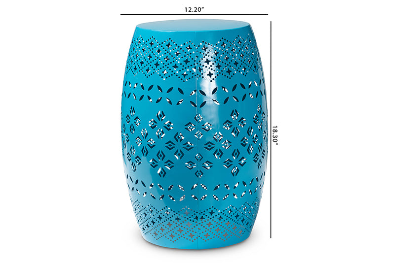 Layton Modern and Contemporary Blue Finished Metal Outdoor Side Table