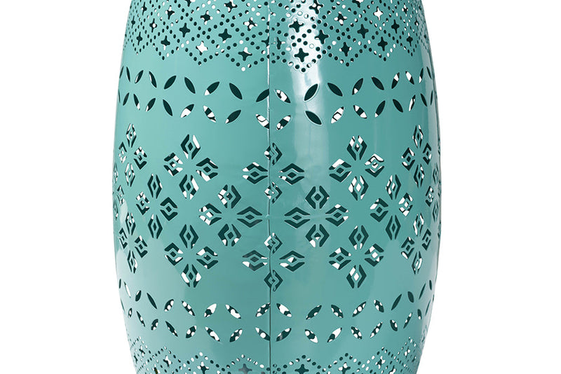 Layton Teal Finished Metal Outdoor Side Table Baxton