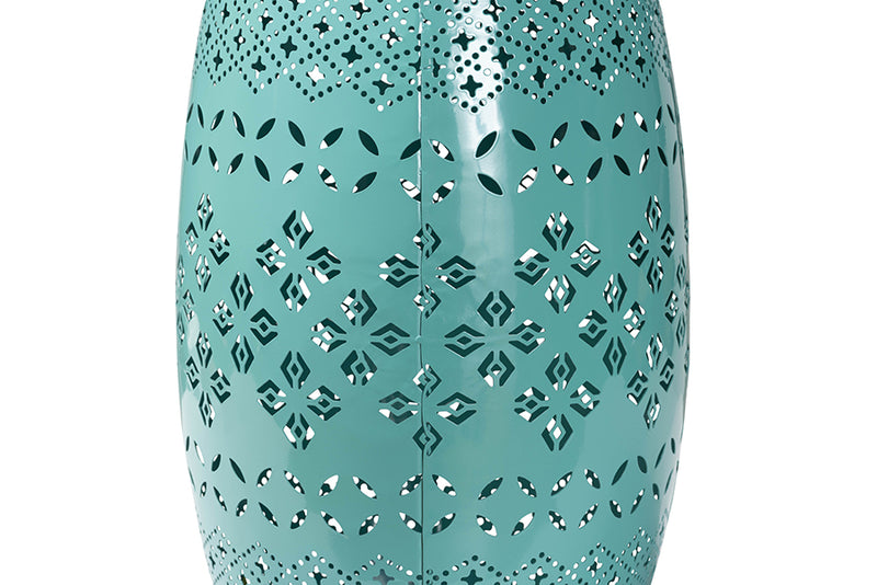 Layton Modern and Contemporary Teal Finished Metal Outdoor Side Table