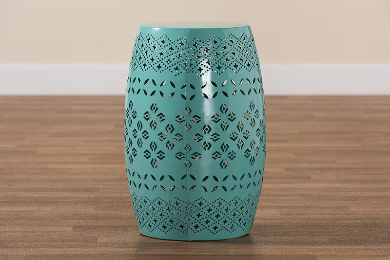 Layton Modern and Contemporary Teal Finished Metal Outdoor Side Table