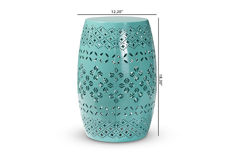 Layton Teal Finished Metal Outdoor Side Table Baxton