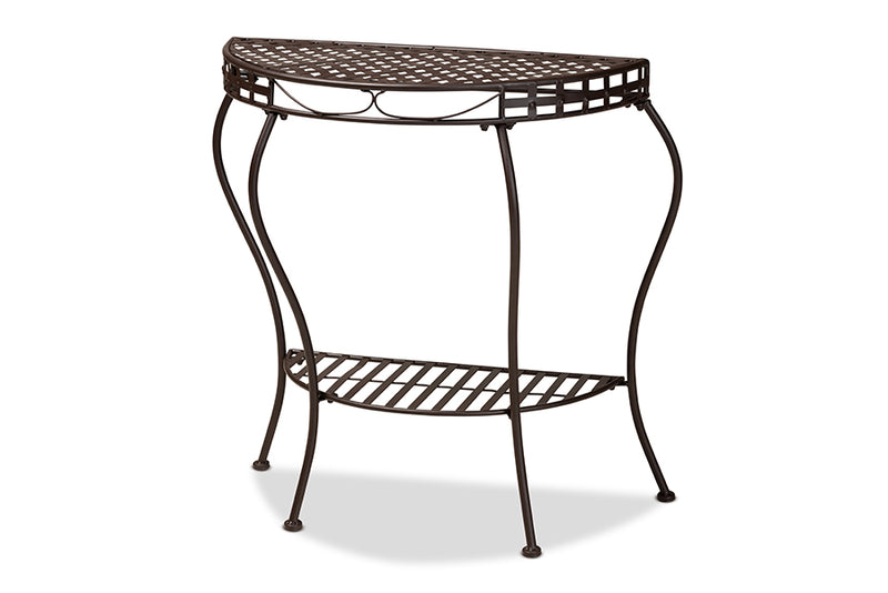 Elkie Modern and Contemporary Brown Metal Outdoor Console Table