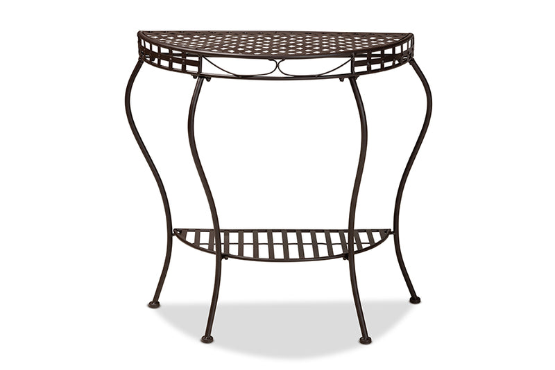 Elkie Modern and Contemporary Brown Metal Outdoor Console Table