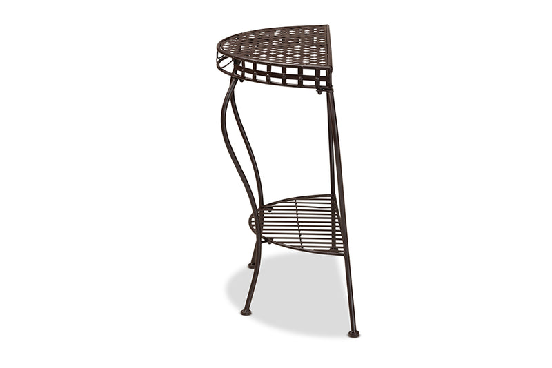 Elkie Modern and Contemporary Brown Metal Outdoor Console Table