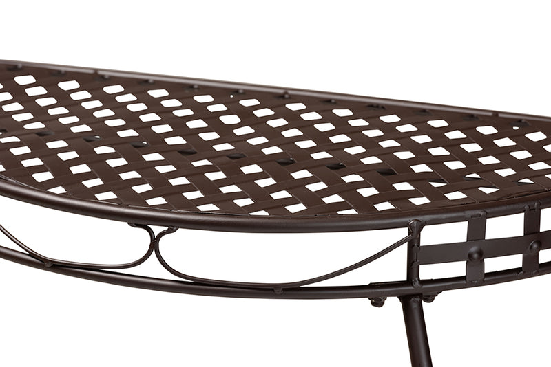 Elkie Modern and Contemporary Brown Metal Outdoor Console Table