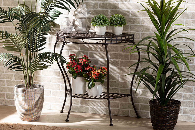 Elkie Modern and Contemporary Brown Metal Outdoor Console Table