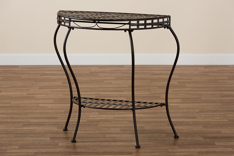 Elkie Modern and Contemporary Brown Metal Outdoor Console Table