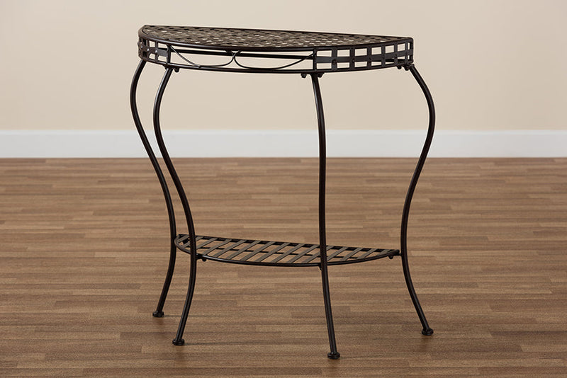 Elkie Brown Metal Outdoor Console Table Baxton