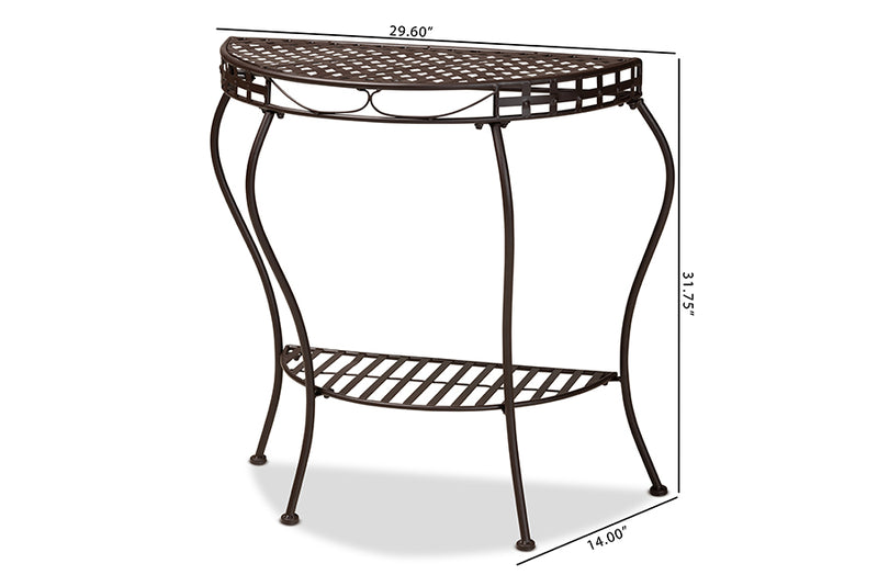 Elkie Modern and Contemporary Brown Metal Outdoor Console Table