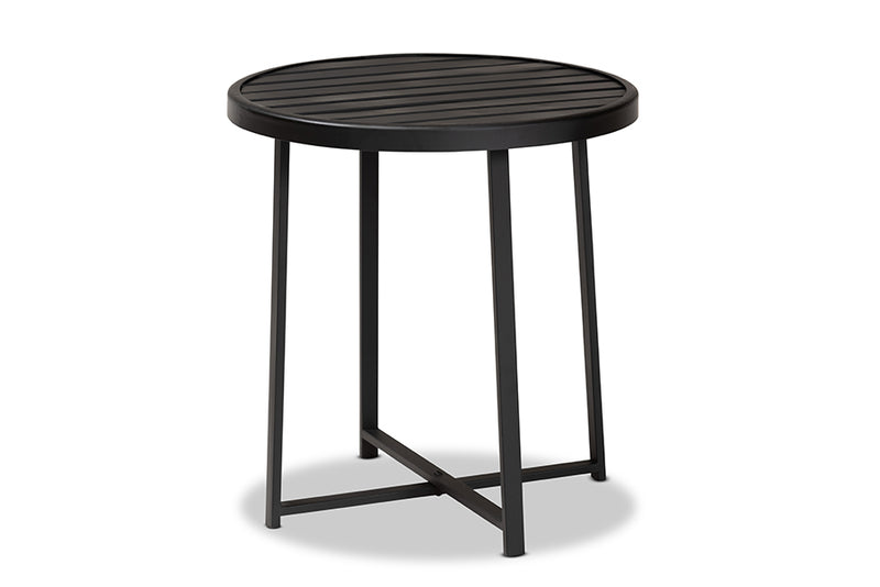 Dion Modern Industrial Black Finished Metal Outdoor Side Table