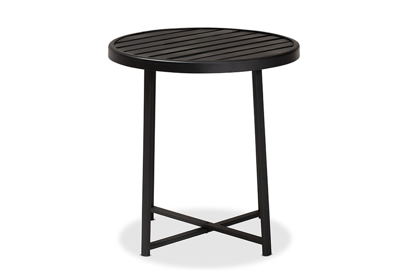 Dion Modern Industrial Black Finished Metal Outdoor Side Table