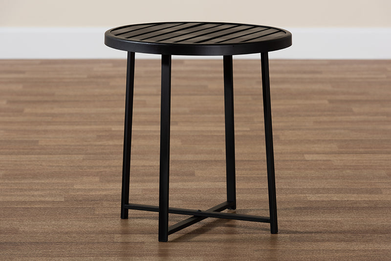 Dion Modern Industrial Black Finished Metal Outdoor Side Table