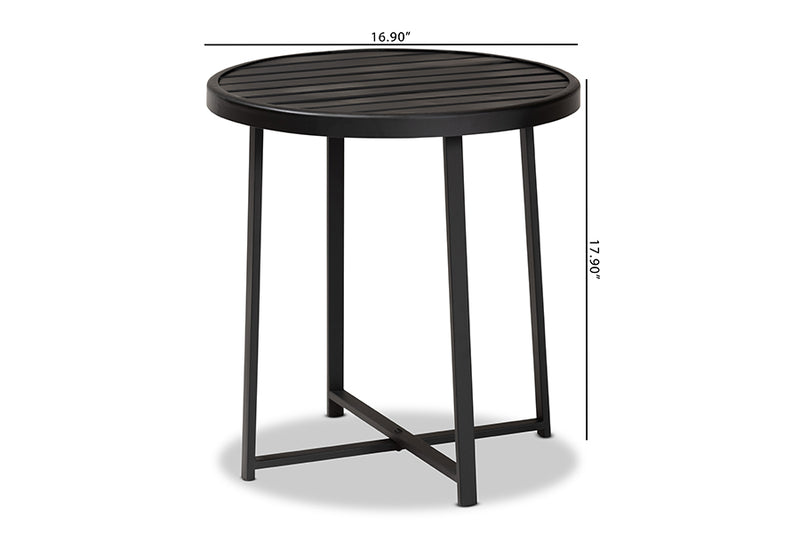 Dion Modern Industrial Black Finished Metal Outdoor Side Table