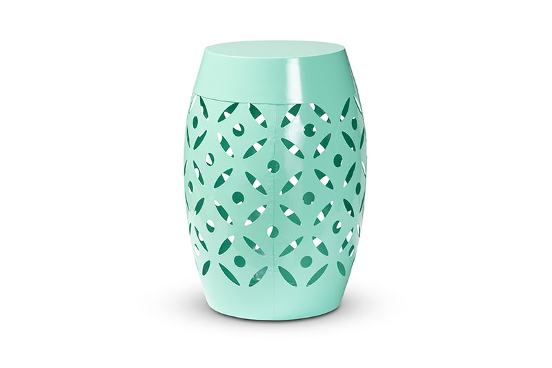 Evelyn Modern and Contemporary Aqua Finished Metal Outdoor Side Table