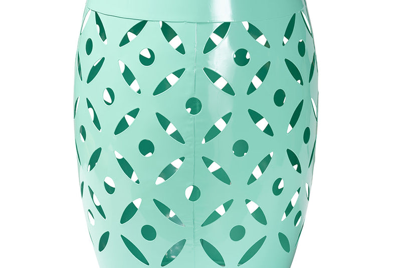 Evelyn Aqua Finished Metal Outdoor Side Table Baxton