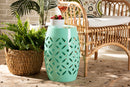 Evelyn Aqua Finished Metal Outdoor Side Table Baxton