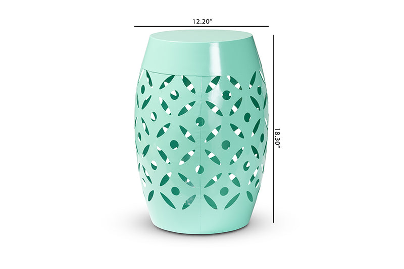 Evelyn Modern and Contemporary Aqua Finished Metal Outdoor Side Table