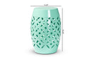 Evelyn Aqua Finished Metal Outdoor Side Table Baxton