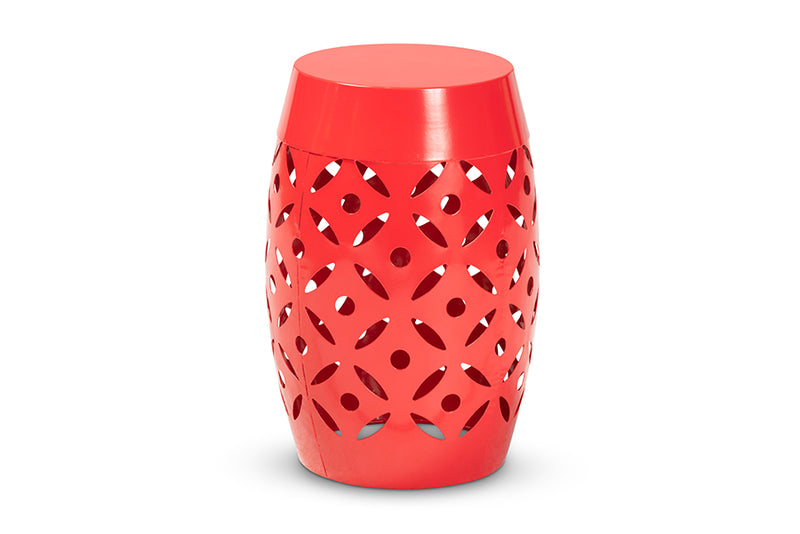 Evelyn Modern and Contemporary Red Finished Metal Outdoor Side Table