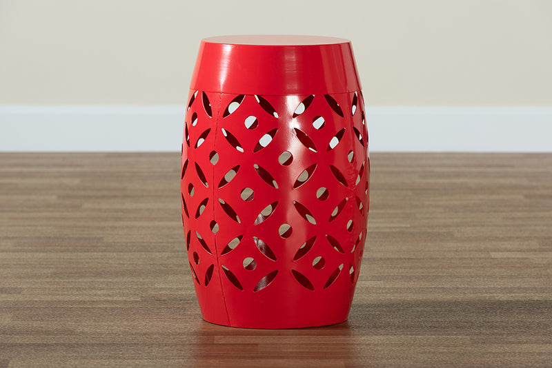 Evelyn Modern and Contemporary Red Finished Metal Outdoor Side Table