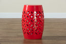 Evelyn Red Finished Metal Outdoor Side Table Baxton