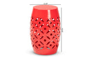Evelyn Red Finished Metal Outdoor Side Table Baxton