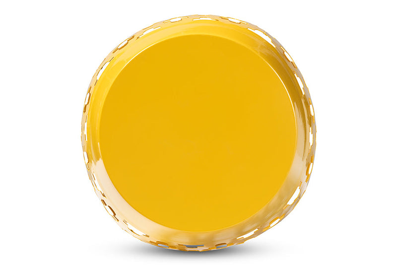 Estera Yellow Finished Metal Outdoor Side Table Baxton