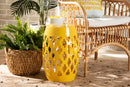 Estera Yellow Finished Metal Outdoor Side Table Baxton