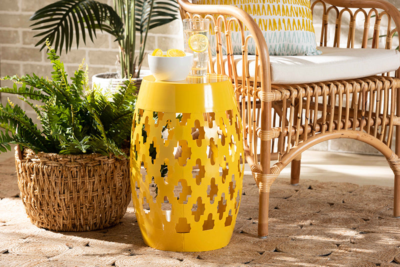 Estera Modern and Contemporary Yellow Finished Metal Outdoor Side Table