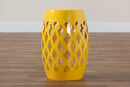 Estera Yellow Finished Metal Outdoor Side Table Baxton
