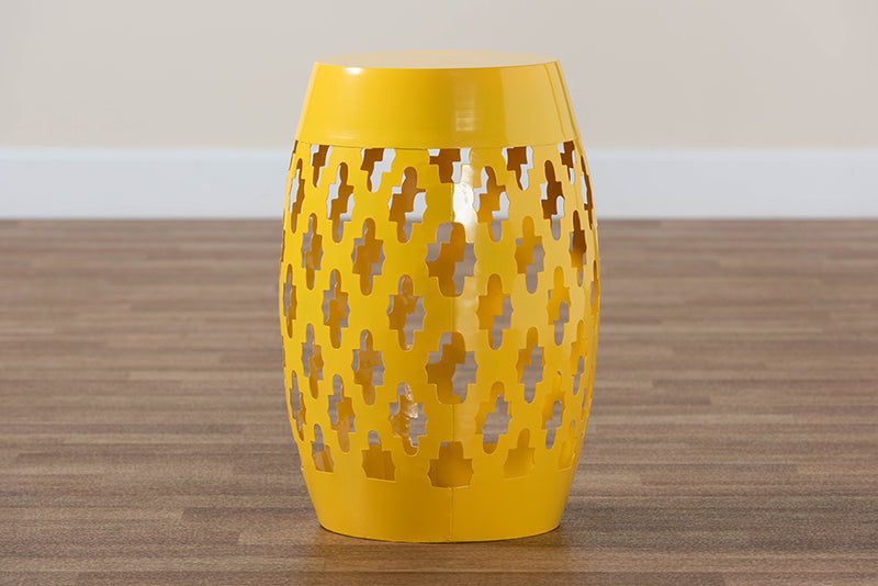 Estera Modern and Contemporary Yellow Finished Metal Outdoor Side Table