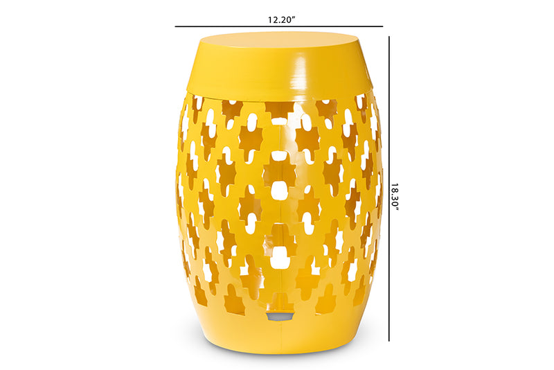 Estera Modern and Contemporary Yellow Finished Metal Outdoor Side Table