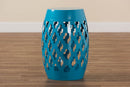 Estera Blue Finished Metal Outdoor Side Table Baxton