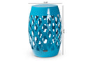 Estera Blue Finished Metal Outdoor Side Table Baxton
