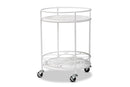 Beale White Metal 2-Tier Kitchen Cart Baxton