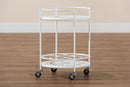 Beale White Metal 2-Tier Kitchen Cart Baxton