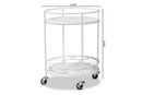 Beale White Metal 2-Tier Kitchen Cart Baxton