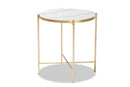 Packer Gold Finished Metal End Table w/Marble Tabletop Baxton