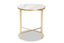 Packer Gold Finished Metal End Table w/Marble Tabletop Baxton