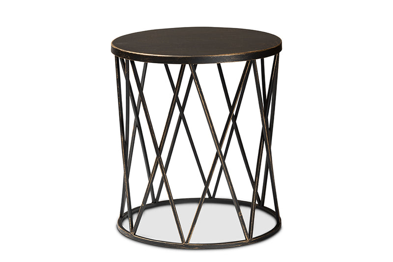 Imogen Modern Industrial Antique Black finished Metal End Table