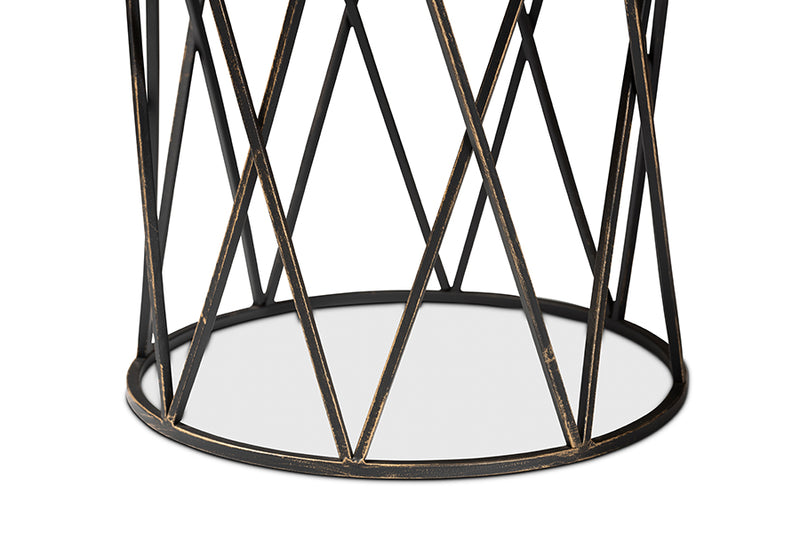 Imogen Modern Industrial Antique Black finished Metal End Table