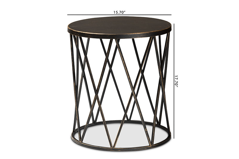 Imogen Modern Industrial Antique Black finished Metal End Table