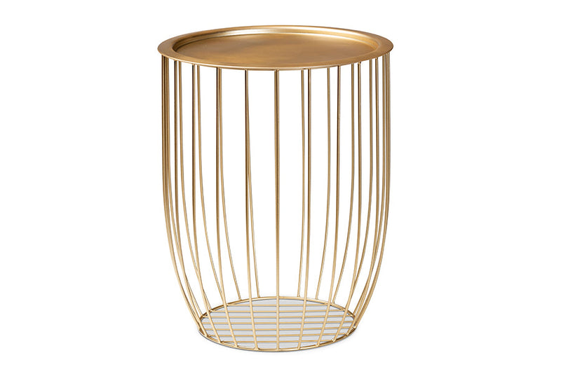 Radenza Gold Finished Metal End Table Baxton