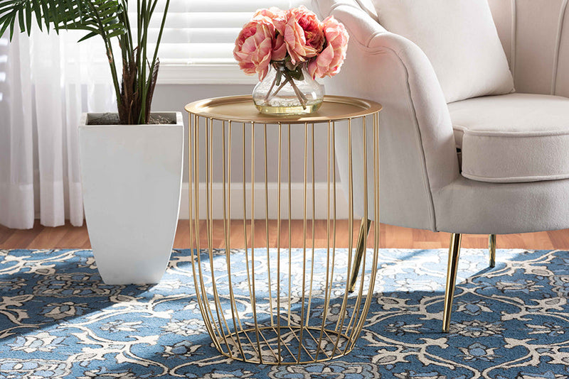 Radenza Gold Finished Metal End Table Baxton