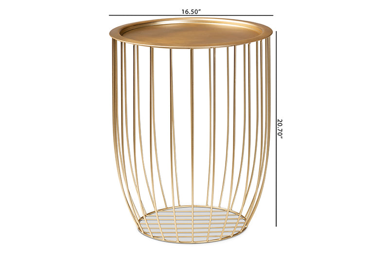 Radenza Modern and Contemporary Gold Finished Metal End Table