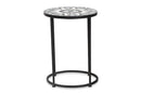 Romy Multi-Colored Glass and Black Metal Outdoor Side Table Baxton