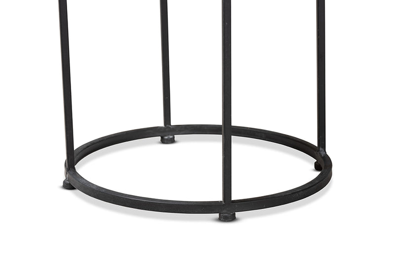 Romy Modern and Contemporary Multi-Colored Glass and Black Metal Outdoor Side Table