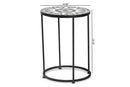 Romy Multi-Colored Glass and Black Metal Outdoor Side Table Baxton
