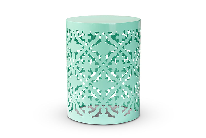 Disa Modern and Contemporary Aqua Finished metal Outdoor Side Table